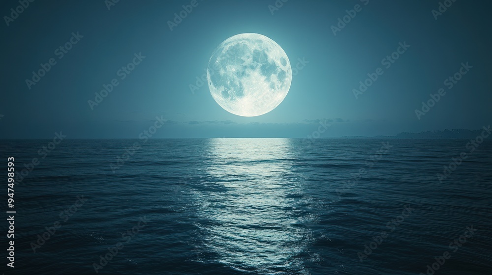 Fototapeta premium Full Moon Over the Ocean