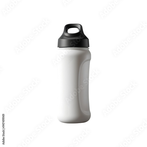 Reusable sport white water bottle png mockup on transparent background