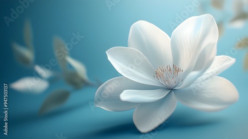 Serene White Petals Floating on Cool Blue Background