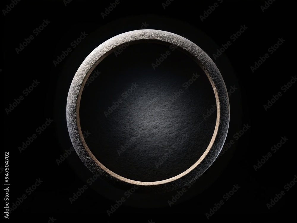 A photo image of a isolated circle on a black background, simple and minimalist design with focus on texture and shape. A photo image of a isolated circle on a black background, simple and minimalist design with focus on texture and shape.