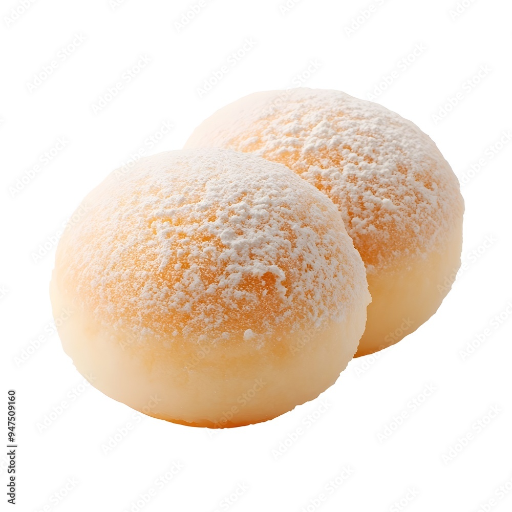 Closeup of Perfect Japanese Traditional Mochi Desserts on White Background Closeup of Perfect Japanese Traditional Mochi Desserts on White Background