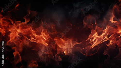 Dynamic fire flames with sparks on black background vibrant burning texture banner template