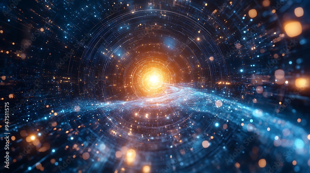 Futuristic AI Core Surrounded by Orbiting Planets in Vibrant Galactic Space - Digital Sci-Fi Concept Futuristic AI Core Surrounded by Orbiting Planets in Vibrant Galactic Space - Digital Sci-Fi Concept