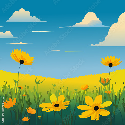 Sky and Flower Field
