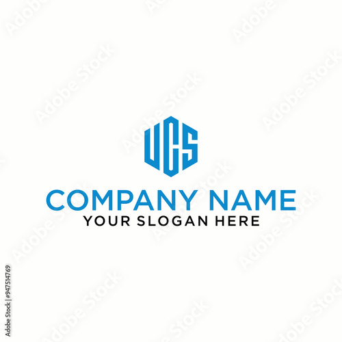 UCS,VCS letter shaped hexagon and cube logo with letter design for company identity