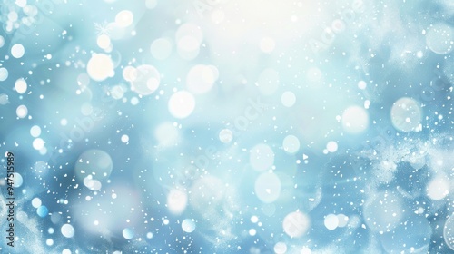 Abstract Blue Background with Bokeh Lights and Snowflakes