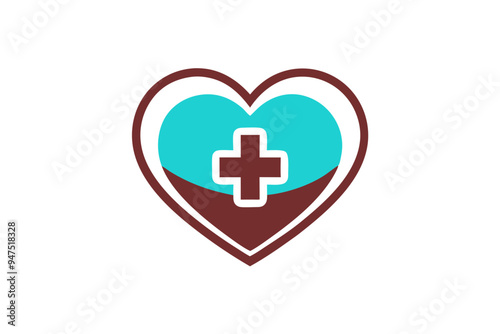 Healthcare Clinic Logo Design with Heart Icon Pictorial Mark