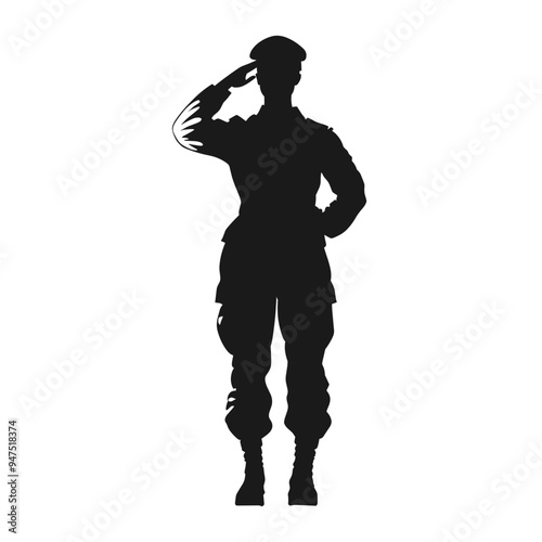 Veterans Army Saluting Vector Silhouettes Soldier silhouettes collection for Veterans Darin