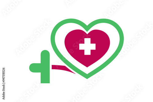 Healthcare Clinic Logo Design with Heart Icon Pictorial Mark