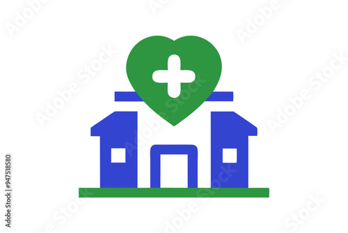 Healthcare Clinic Logo Design with Heart Icon Pictorial Mark