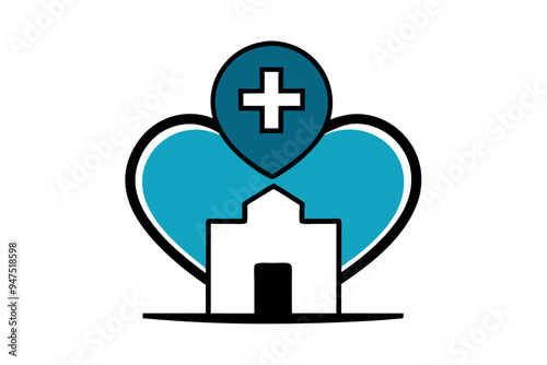 Healthcare Clinic Logo Design with Heart Icon Pictorial Mark