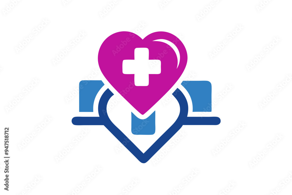 Healthcare Clinic Logo Design with Heart Icon Pictorial Mark Healthcare Clinic Logo Design with Heart Icon Pictorial Mark