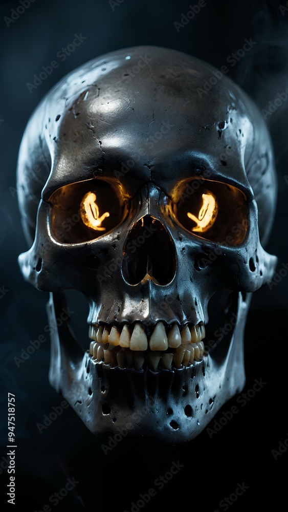 Fototapeta premium Mysterious Skull with Gothic Engravings in a Dark Fantasy Setting
