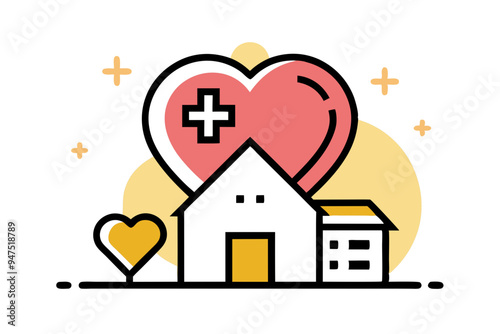 Healthcare Clinic Logo Design with Heart Icon Pictorial Mark
