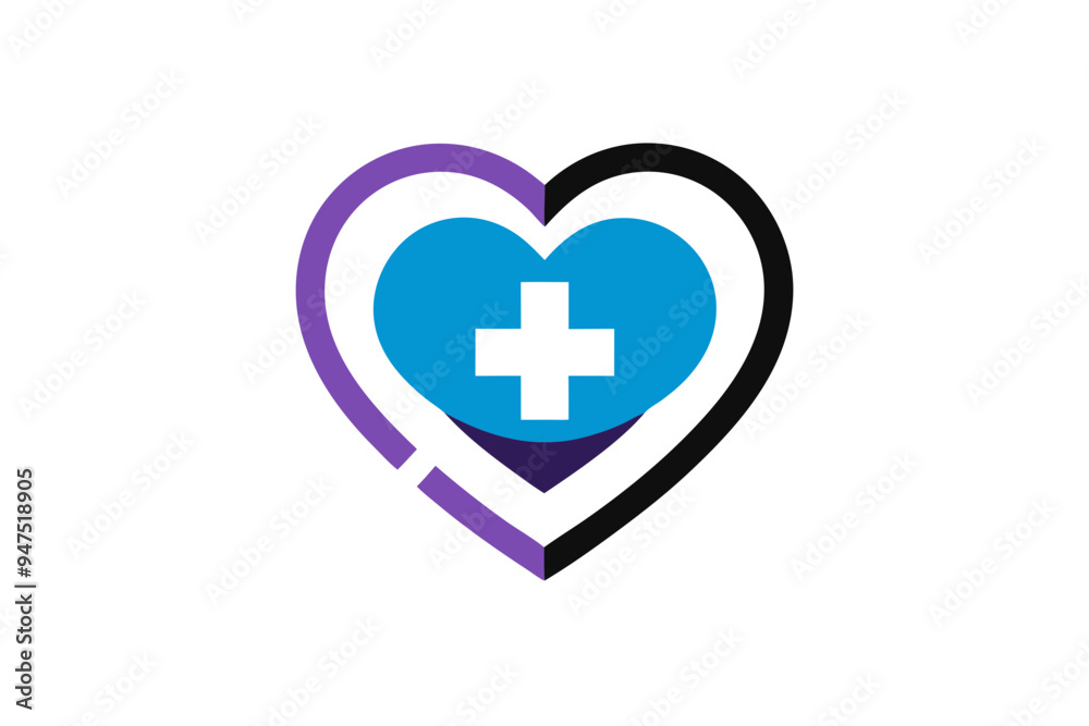Healthcare Clinic Logo Design with Heart Icon Pictorial Mark Healthcare Clinic Logo Design with Heart Icon Pictorial Mark