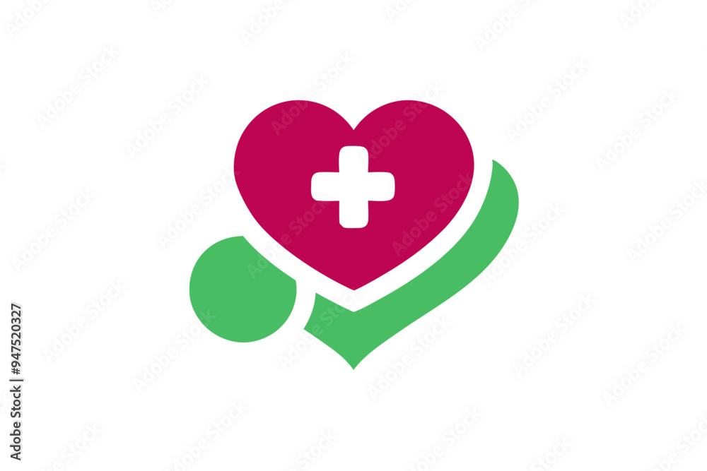 Healthcare Clinic Logo Design with Heart Icon Pictorial Mark Healthcare Clinic Logo Design with Heart Icon Pictorial Mark