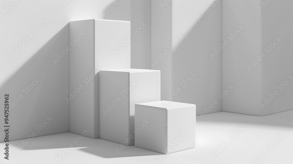 Minimalist White Product Display with Abstract Landscape Minimalist White Product Display with Abstract Landscape