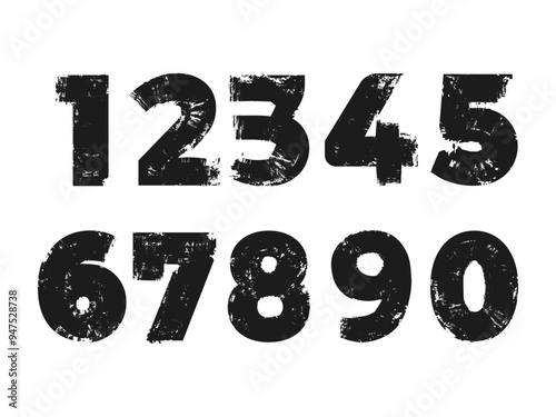 Collection of number retro with dirty  Grunge texture isolated on white background
