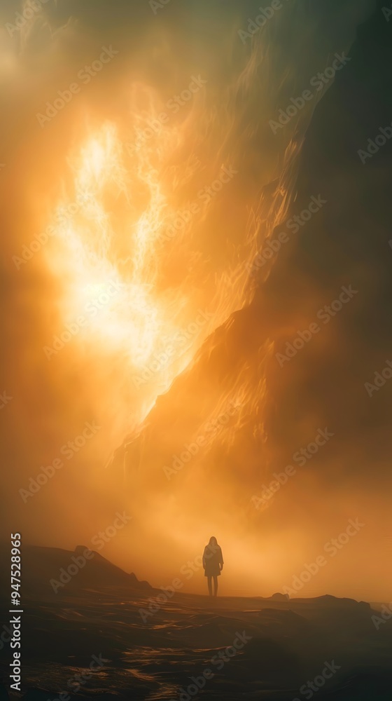 Lonely Figure in a Dusty Landscape. Lonely Figure in a Dusty Landscape.