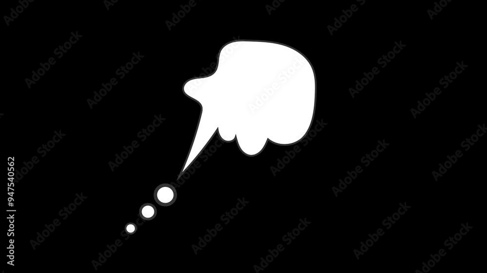 White Speech Bubble scale animation on black background for text White Speech Bubble scale animation on black background for text