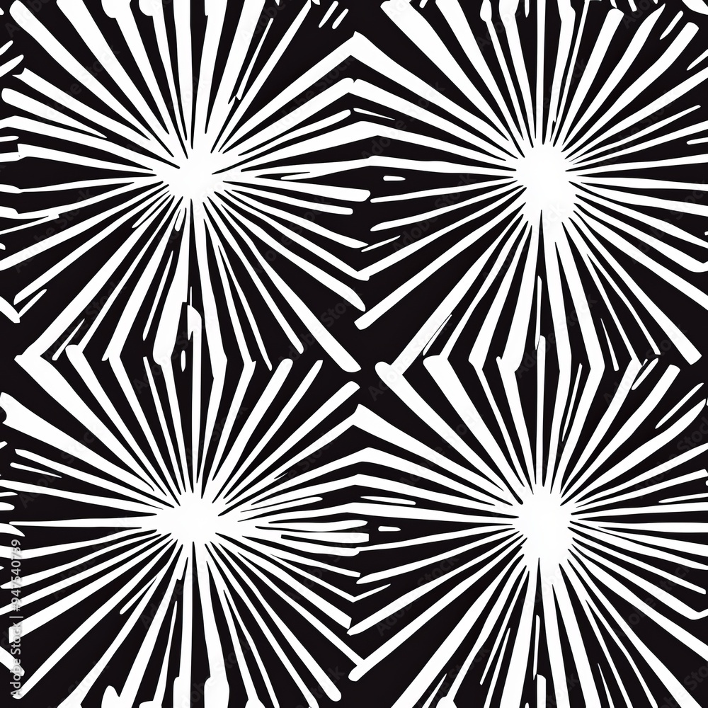 Seamless pattern of radial bursts and starbursts