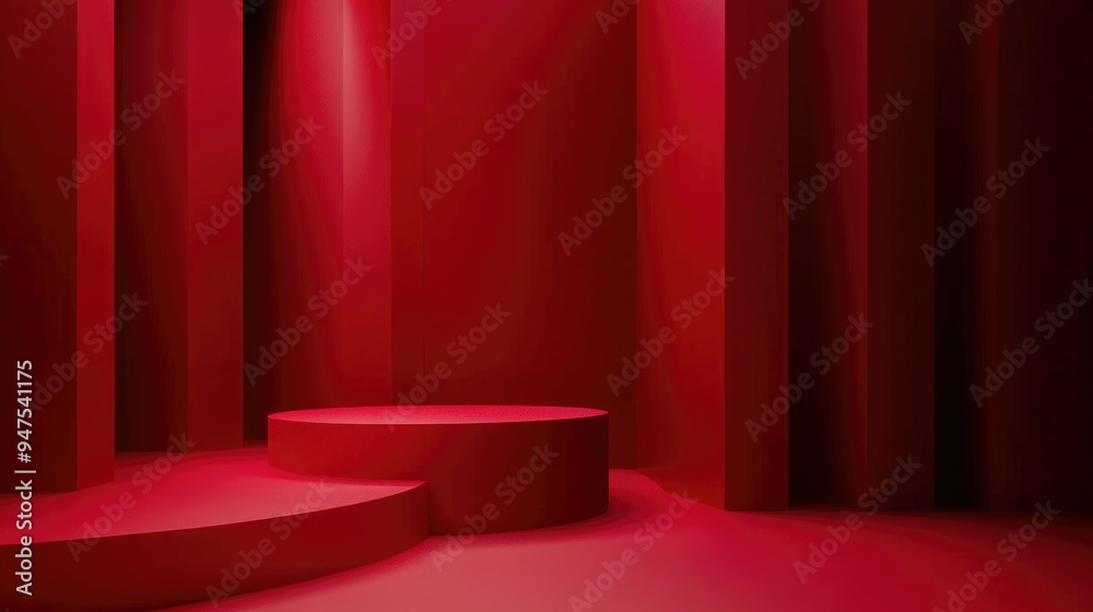 Red abstract vertical background for product display 3D rendering