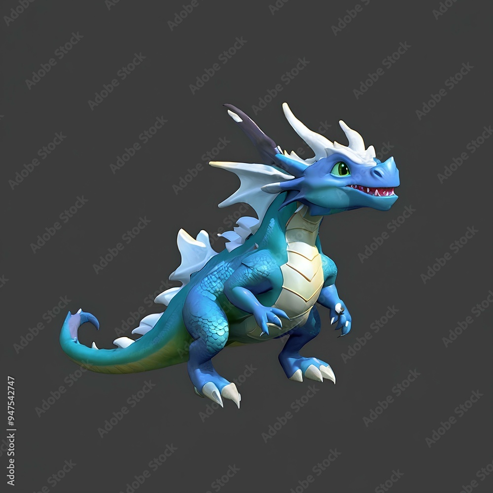 Fototapeta premium Fantasy Art of a Fierce Dragon in Flight: Mystical Beast with Powerful Fire Magic