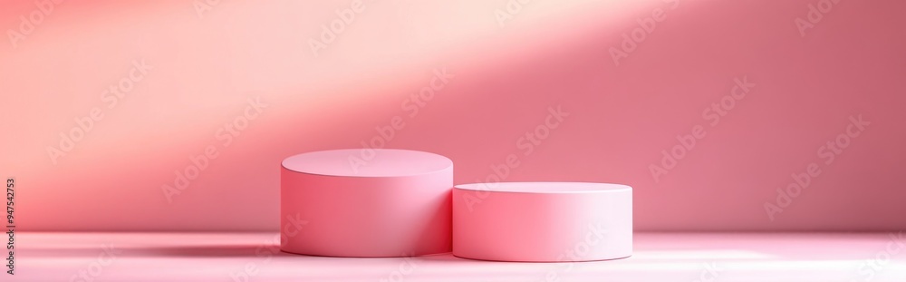 Pink podium cube for product display in an empty studio setting with a pink background 3D illustration rendering Pink podium cube for product display in an empty studio setting with a pink background 3D illustration rendering