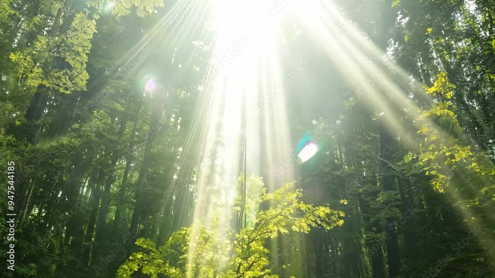 Sunlight Dancing Through the Forest: Magical Rays in a Lush Landscape Sunlight Dancing Through the Forest: Magical Rays in a Lush Landscape
