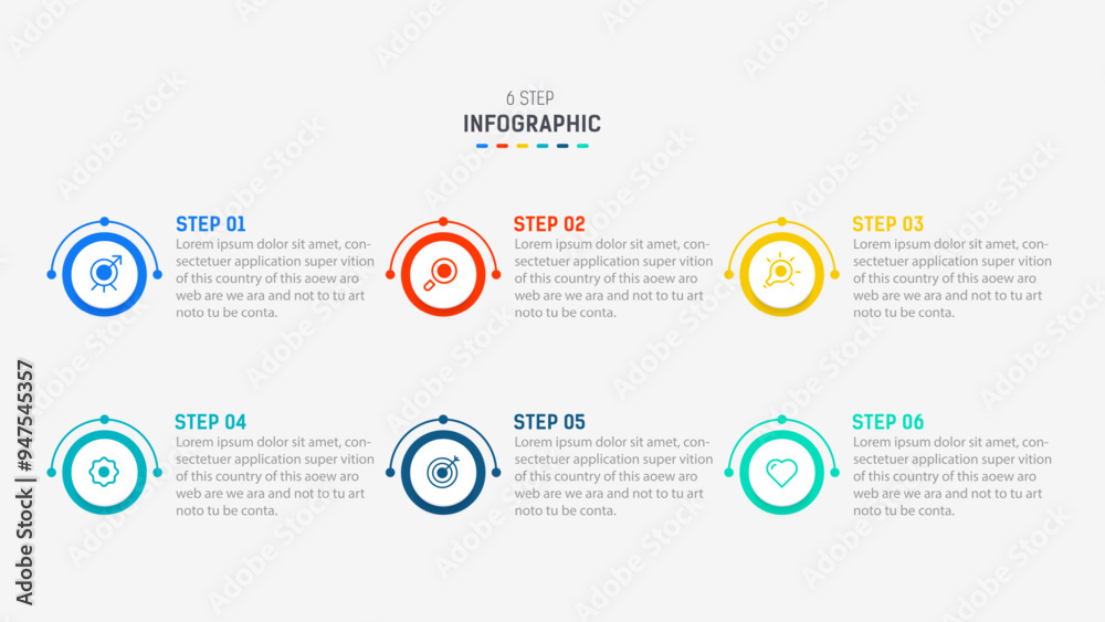 6 Element Design Business infographics design for Six Step, option, parts or process ...