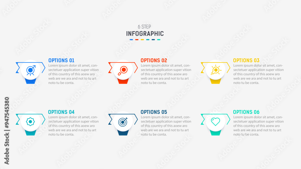Vecteur Stock Business infographics design for Six Step, option, parts ...