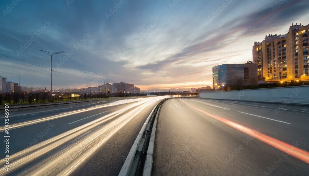 wide angle photo of a city road with a speed blur in the evening.road, highway, traffic, car, travel, sky, asphalt, wide angle photo of a city road with a speed blur in the evening.road, highway, traffic, car, travel, sky, asphalt,