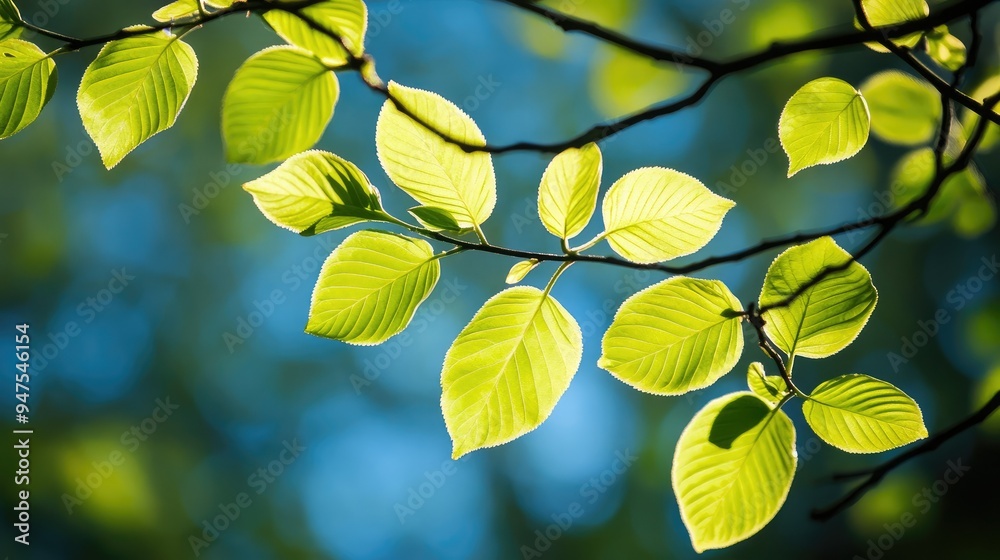 Fresh green leaves unfolding in springtime Fresh green leaves unfolding in springtime