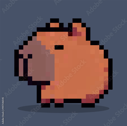 cute cartoon capybara pixel art vector