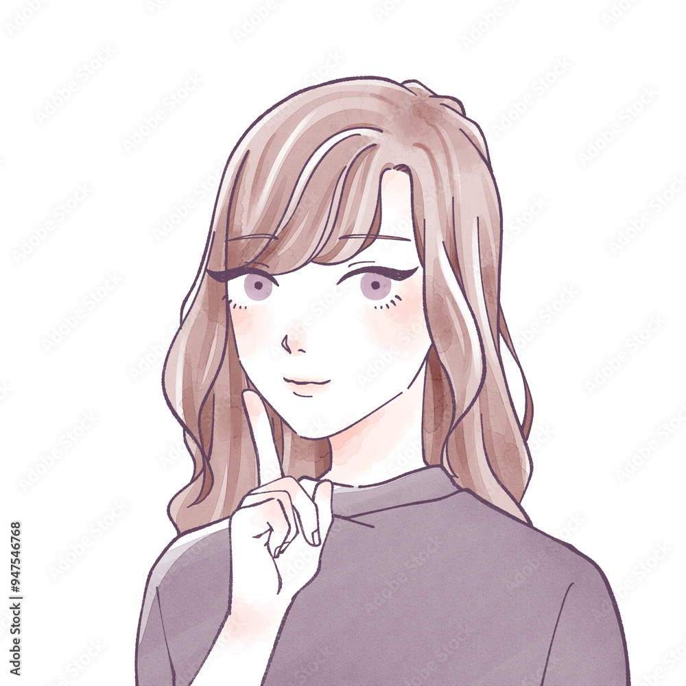 ひらめく女性　水彩