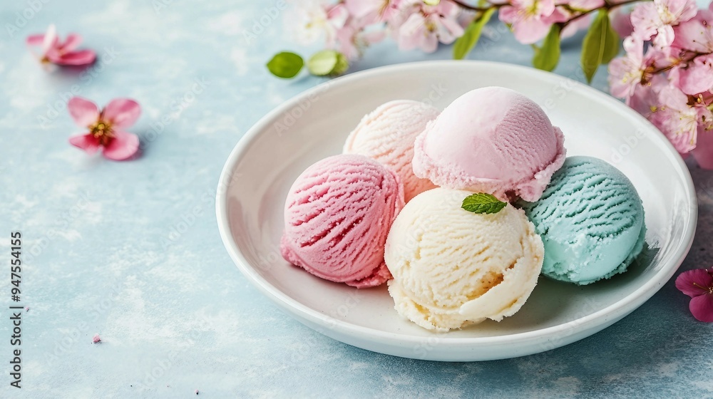 Sweet Pastel Delight - Border of Ice Cream Scoops and Cones on Violet Background Sweet Pastel Delight - Border of Ice Cream Scoops and Cones on Violet Background