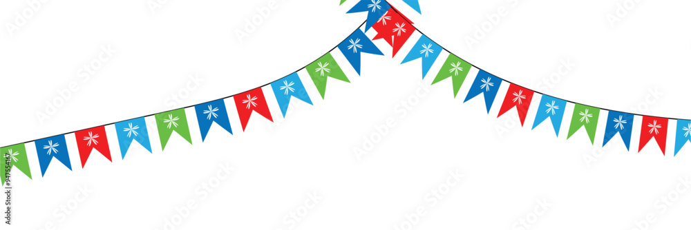 Obraz premium colorful triangle flag party on white background, decoration element, Vector illustration in eps 10.