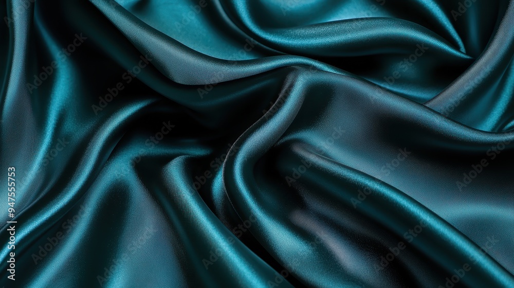 Closeup of rippled blue satin fabric texture background. Luxurious background design
Closeup of rippled blue satin fabric texture background. Luxurious background design