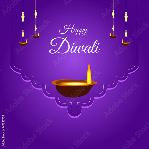 Diwali festival of lights tradition Diya oil lamps , Diwali Festival Banner Design.