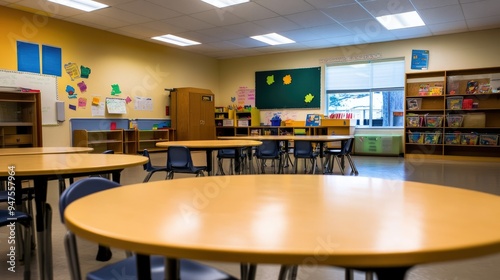 A Blurry image of elementary school classroom