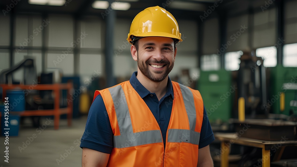 Industrial Worker with Safety Gear in a Workshop – Focus on Safety and Machinery Industrial Worker with Safety Gear in a Workshop – Focus on Safety and Machinery