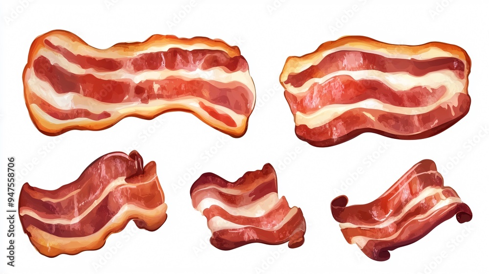 Delicious Bacon Slices Set on White Background for Creative Banner Design