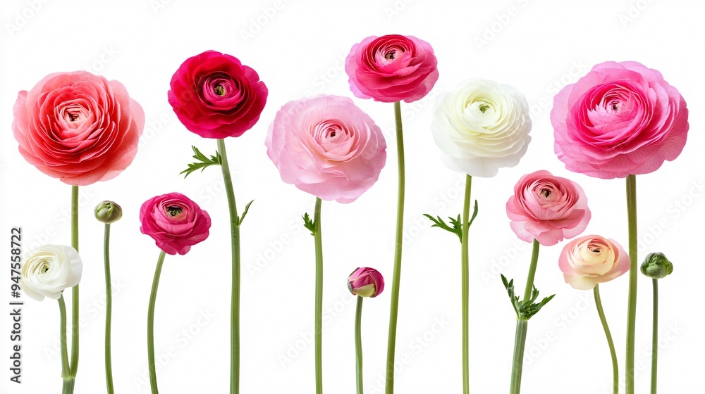 Obraz premium Elegant Spring Ranunculus Flowers Bouquet on White Background