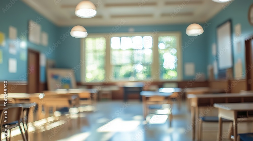 A Blurry image of elementary school classroom