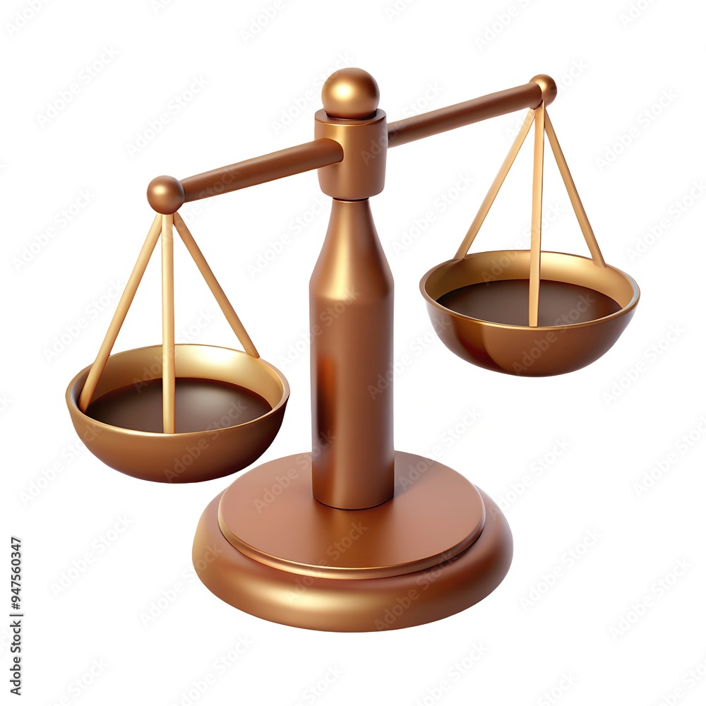 Brown scale of justice render icon isolated on white background Brown scale of justice render icon isolated on white background