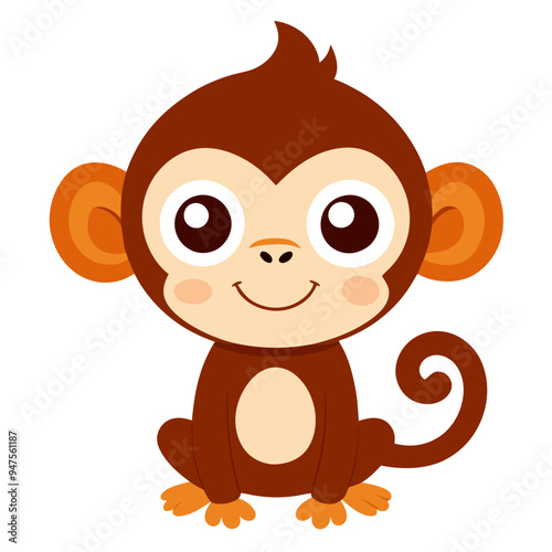 Playful Cartoon Monkey Character Vector Illustration – Cute and Cheerful Mascot for Kids' Designs