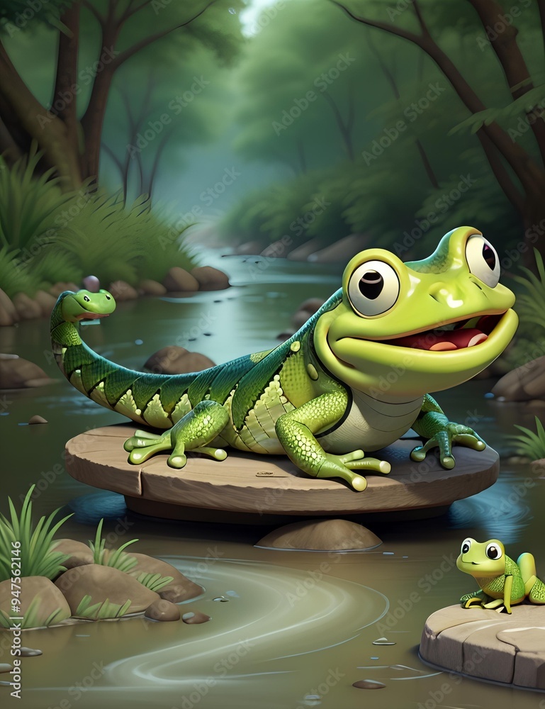 Cute frog in the pond Cute frog in the pond