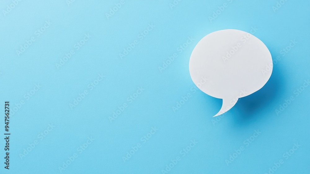 White speech bubble on a blue background White speech bubble on a blue background