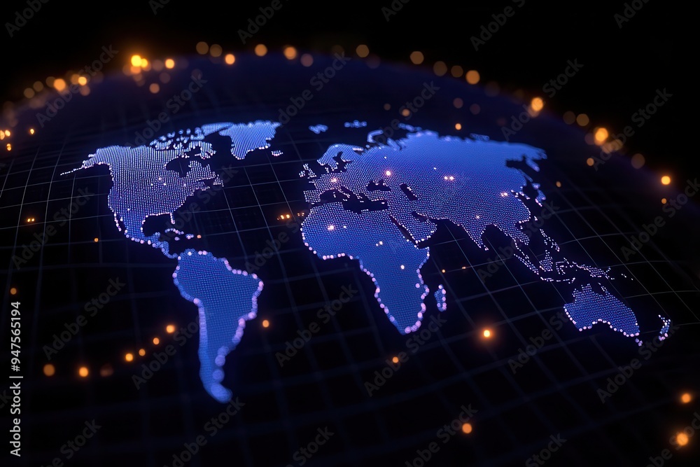 A stunning digital representation of a world map illuminated in blue, highlighting global connectivity and modern technology. A stunning digital representation of a world map illuminated in blue, highlighting global connectivity and modern technology.
