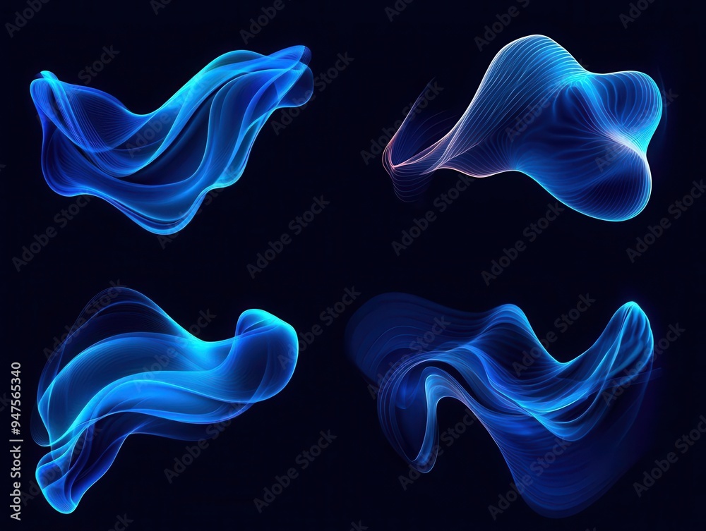 Air element vector set, dynamic flow, smooth abstract lines Air element vector set, dynamic flow, smooth abstract lines